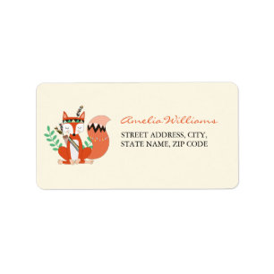Tribale Bos Vos Baby Shower Adreslabel Etiket