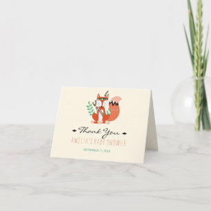 Tribale Bos Vos Baby Shower Bedankkaart