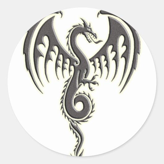 Tribale draak ronde sticker (Voorkant)