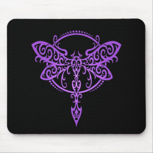 Tribale dragonfly - paars en zwart muismat