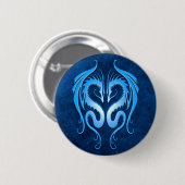 Tribale dragons, blauw ronde button 5,7 cm (Voorkant /achterkant)