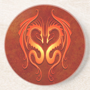 Tribale dragons, rood zandsteen onderzetter