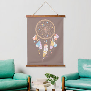 Tribale Dreamcatcher Boho Bruin Hangend Wandkleed