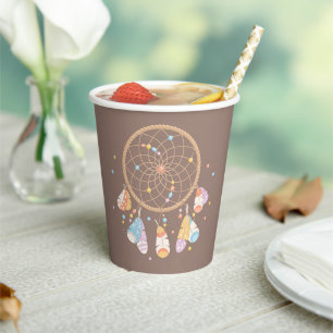 Tribale droomvanger Boho baby op bruin Papieren Bekers