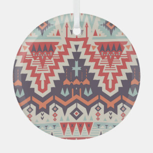 Tribale elegantie: geometrische etnische print glas ornament