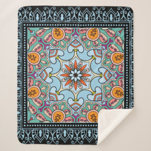 Tribale etnische mandala naadloos patroon sherpa deken