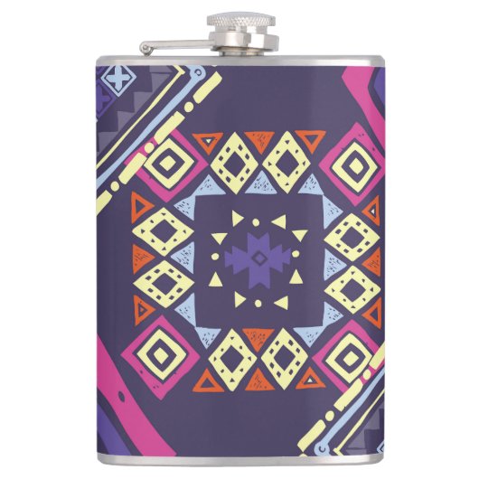 Tribale etnische, primitieve geometrische achtergr heupfles (Voorkant)