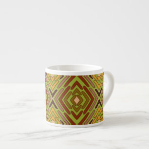 Tribale Etnische Rode Groene Gouden Patroon Espresso Kop
