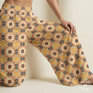 Tribale geometrische mandala verbrande oranje zwar stof