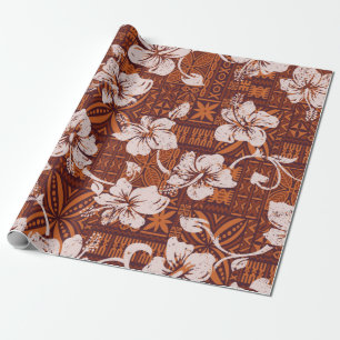 Tribale Hawaiiaanse hibiscus bloemen behang Cadeaupapier