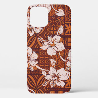Tribale  Hawaiiaanse hibiscus bloemen behang iPhone 12 Hoesje