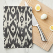 Tribale Ikat uit zwart-wit Theedoek (Quarter Fold)