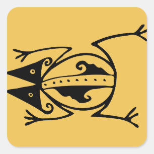 Tribale kikker uit de oudheid van dierproeven vierkante sticker
