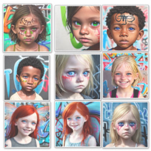 Tribale Kinderen Urbane Toekomstgerichte Kindere Sticker