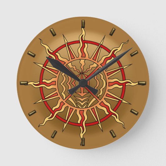 Tribale klok Moderne Native Sun Wall Clocks Decor (Voorkant)