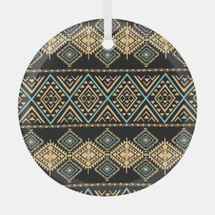 Tribale kunst, etnisch geometrisch, kleurrijk patr glas ornament