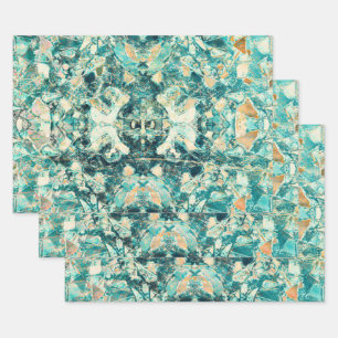 Tribale kunst vintage turquoise textuurontwerp inpakpapier vel
