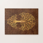 Tribale levensboom met een bruin steeneffect legpuzzel (Horizontaal)