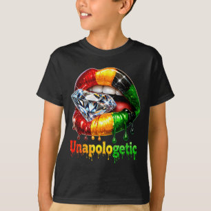 Tribale lippen zwarte vrouw trots sterke melanine t-shirt