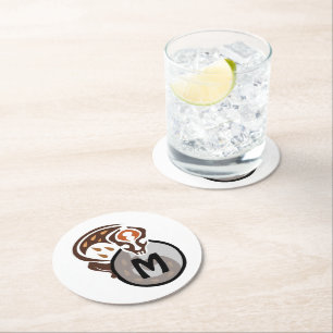 Tribale Maleisische kat Gecko Monogram Ronde Kartonnen Onderzetter