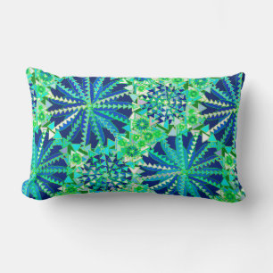 Tribale Mandala Print, Kobaltblauw en Groen Kussen
