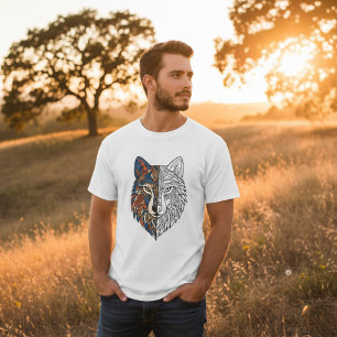Tribale Mandala Wolf Hoofd Uniek Spiritueel Dier T-shirt