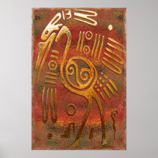 Tribale Mexicano Gold Chrome kunst Poster