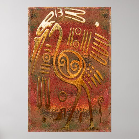 Tribale Mexicano Gold Chrome kunst Poster (Voorkant)