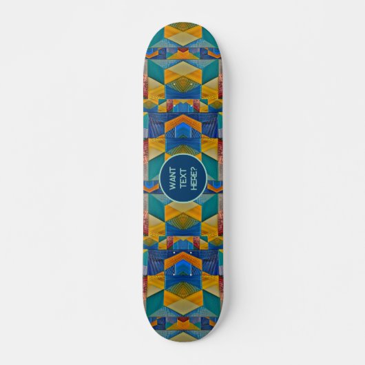 Tribale mozaïek: Blauwe Oranje Blauwgroen vormen - Skateboard (Voorkant)
