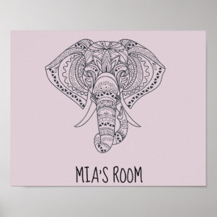 Tribale olifant Afrikaanse dierenkunst Poster