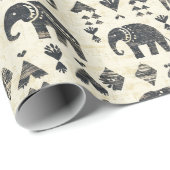 Tribale Olifant Boho Patroon (1) Cadeaupapier (Rol Hoek)