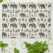 Tribale Olifant Boho Patroon (1) Theedoek (Gevouwen)