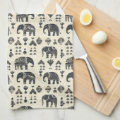 Tribale Olifant Boho Patroon (1) Theedoek (Quarter Fold)