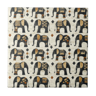 Tribale Olifant Boho Patroon (2) Tegeltje