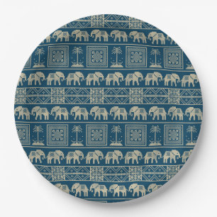 Tribale olifant & bomen papieren bordje