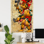 Tribale Oorlogsdans Native Art Poster (Thuiskantoor)