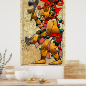 Tribale Oorlogsdans Native Art Poster (Keuken)