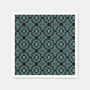 Tribale Pareltjes Black & Blauwgroen patroonpapier Servet