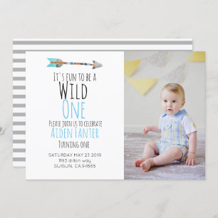 Tribale pijl wild één pijlfotouitnodiging kaart