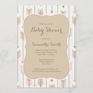 Tribale pijlen Baby shower Blush roze en Tan Kaart