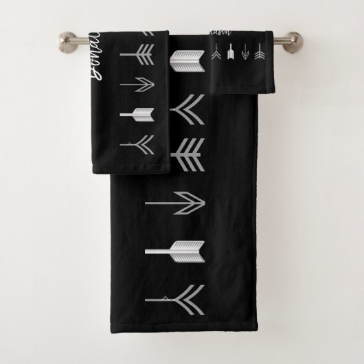 Tribale pijlen op zwart bad handdoek (Insitu)