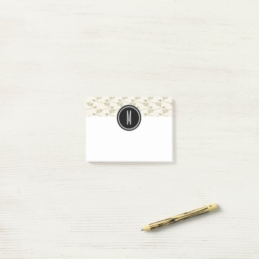 Tribale pijlen | Zwart monogram Post-it® Notes (Op bureau)