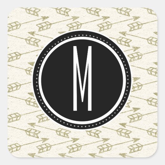 Tribale pijlen | Zwart monogram Vierkante Sticker (Voorkant)