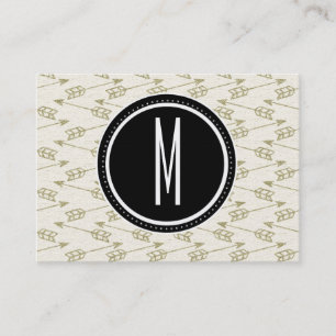 Tribale pijlen   Zwart monogram Visitekaartje