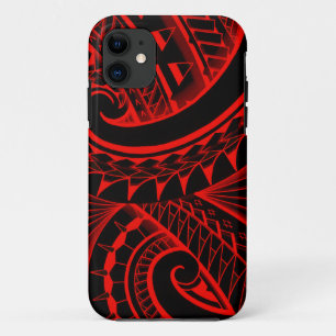 tribale polynesiaanse tatoeages in heldere kleuren iPhone 11 hoesje