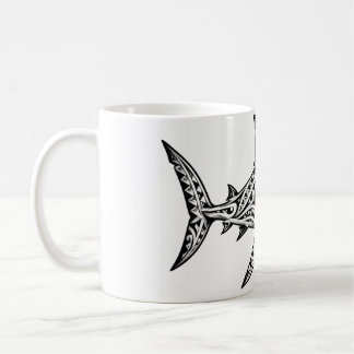 Tribale Polynesische Haai Mok – Zwart-Wit Tattoo
