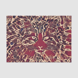 Tribale Schattige Tabby Kat Rood Bruin Hippie Kuns Tissuepapier