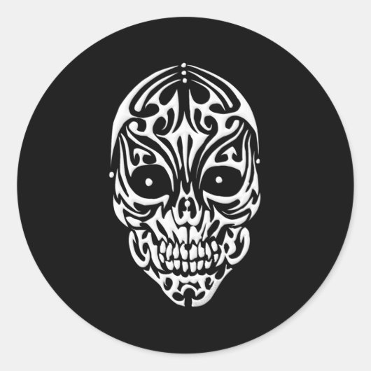 Tribale schedel ronde sticker (Voorkant)