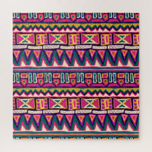 Tribale schetsen: handgetekend azteeks patroon. legpuzzel