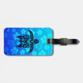 Tribale schildpad Hibiscus Bagagelabel (Achterkant horizontaal)